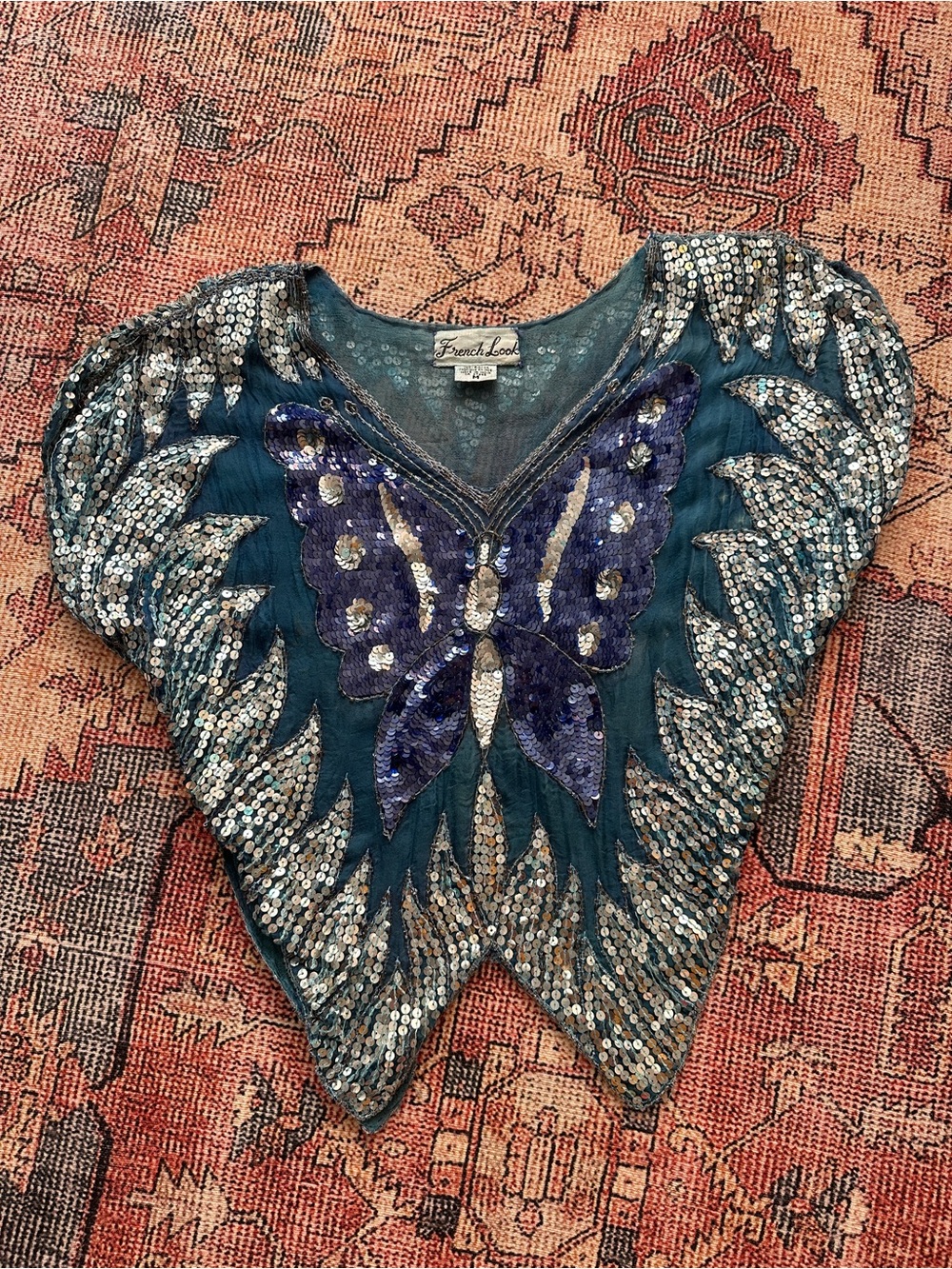 Sequined butterfly festival party top